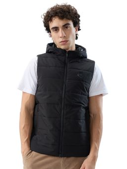 Parx - Men Black Polyester Hooded Winter Jacket