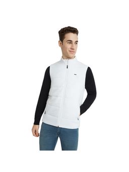 Parx - Men's White Polyester High Neck Winter Jacket