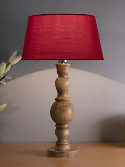 Homesake - Wood Bubble Table Lamp Red Empire Shade