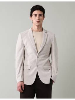 AD By Arvind - Beige Textured Slim Fit Blazer