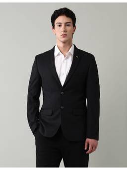 AD By Arvind - Black Solid Slim Fit Blazer