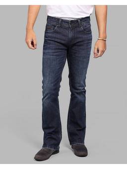 ROOKIES - Dark Blue Mid Rise Loose Boot Leg Stretch Premium Jeans