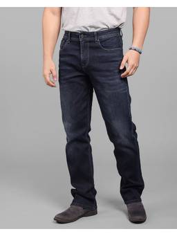 ROOKIES - Dark Blue Mid-Rise Comfort And Straight Fit Stretch Chic Jeans