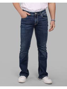 ROOKIES - Med Blue Mid Rise Loose Boot Leg Stretch Trendy Jeans