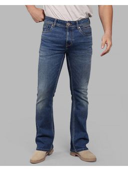 ROOKIES - Med Blue Mid Rise Loose Boot Leg Stretch Chic Jeans