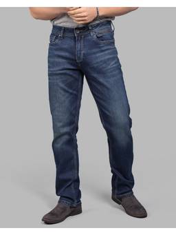 ROOKIES - Med Blue Mid-Rise Comfort And Straight Fit Stretch Casual Jeans
