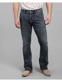 ROOKIES - Med Blue Mid Rise Loose Boot Leg Stretch Casual Jeans