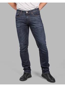ROOKIES - Dark Blue Men Mid-Rise Slim Straight Fit Stretch Classic Jeans