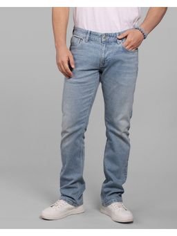 ROOKIES - Light Blue Mid-Rise Slim Straight Fit Stretch Smart Jeans
