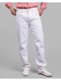 ROOKIES - White Mid-Rise Comfort And Straight Fit Stretch Urban Jeans