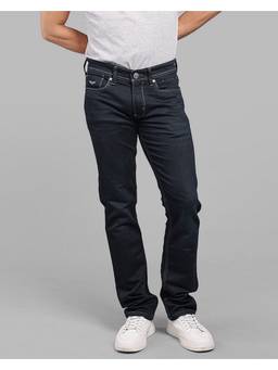 ROOKIES - Men Dark Blue Mid-Rise Slim Straight Fit Stretch Smart Jeans