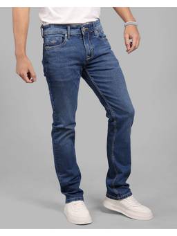ROOKIES - Med Blue Mid-Rise Slim Straight Fit Stretch Soft Jeans