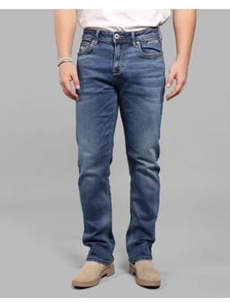 ROOKIES - Med Blue Mid-Rise Comfort And Straight Fit Stretch Premium Fit Jeans