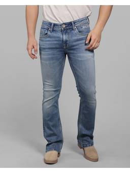 ROOKIES - Med Blue Mid Rise Loose Boot Leg Stretch Modern Jeans