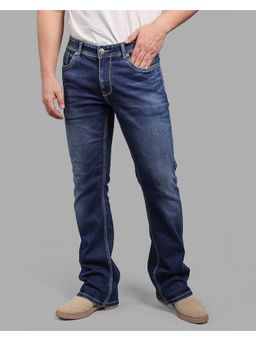 ROOKIES - Men Med Blue Mid Rise Loose Boot Leg Stretch Modern Jeans