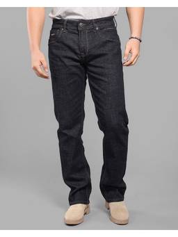 ROOKIES - Dark Blue Mid-Rise Comfort And Straight Fit Stretch Contemporary Jeans