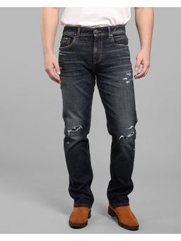 ROOKIES - Dark Blue Mid-Rise Comfort And Straight Fit Stretch Daily Wear Jeans