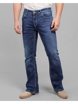 ROOKIES - Med Blue Mid Rise Loose Boot Leg Stretch Comfortable Jeans