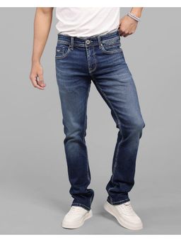 ROOKIES - Med Blue Men Mid-Rise Slim Straight Fit Stretch Versatile Jeans
