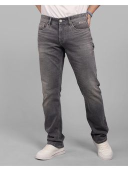 ROOKIES - Med Grey Mid-Rise Slim Straight Fit Stretch Fashion Jeans