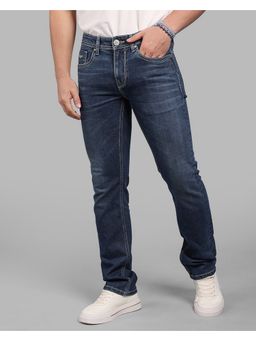ROOKIES - Med Blue Mens Mid-Rise Slim Straight Fit Stretch Everyday Jeans
