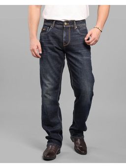 ROOKIES - Dark Blue Mid-Rise Comfort And Straight Fit Stretch Casual Jeans