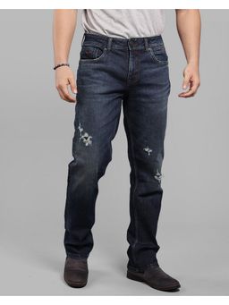 ROOKIES - Dark Blue Men Mid-Rise Comfort And Straight Fit Stretch Premium Fit Jeans