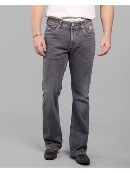ROOKIES - Grey Mid Rise Loose Boot Leg Stretch Comfortable Jeans