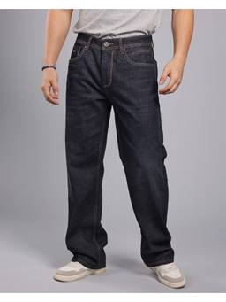 ROOKIES - Dark Blue Mid-Rise Loose Fit Stretch Smart Jeans
