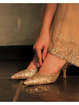 Fizzy Goblet - Gold-Starstruck Salsa Mule Heels