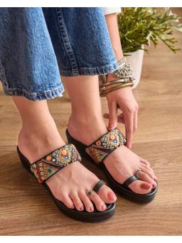 Fizzy Goblet - Women Bombay Julep Black Kolha Wedge Heels