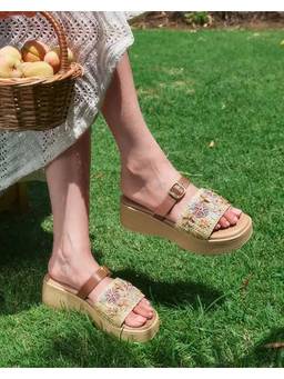 Fizzy Goblet - Beige-Bombay Masala Double Decker Flatforms Heels