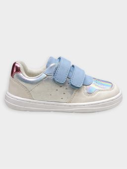 Mi Arcus - Girls Holographic Blue Double Velcro Straps Walking Shoes