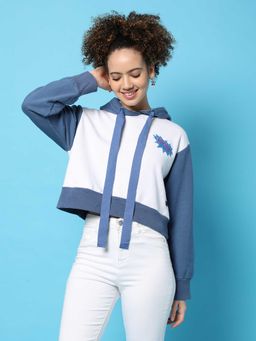 Campus Sutra - Womens Blue Colour-blocked Sweatshirt