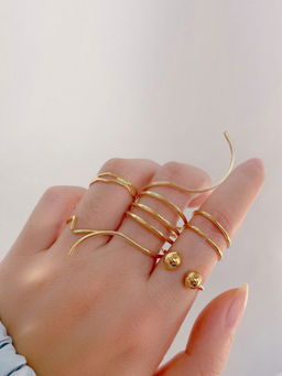 Jewels Galaxy - Gold Plated Gold-Toned Rings (Set of 5)
