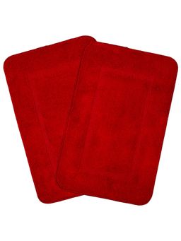 Saral Home - Red Microfiber Anti Skid Bath Mat 45x70 cm (Pack of 2)