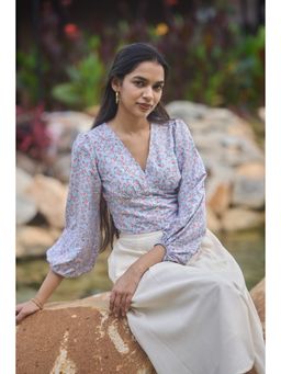 Posh Pants Club - Peony Floral Blue Top