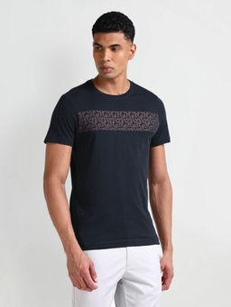 Arrow Sports - Navy Blue Crew Neck Printed T-Shirt