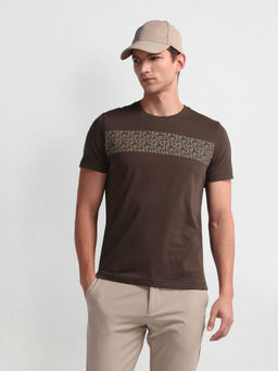 Arrow Sports - Brown Crew Neck Printed T-Shirt