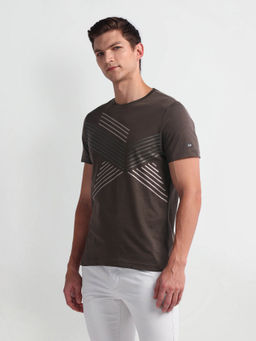 Arrow Sports - Brown Half Sleeve Crew Neck T-Shirt