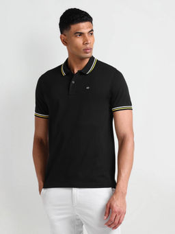 Arrow Sports - Black Half Sleeve Solid Polo T-Shirt