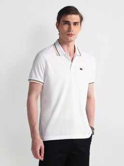 Arrow Sports - White Solid Logo Polo T-Shirt