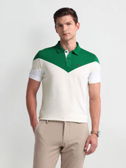 Arrow Sports - Green Half Sleeve Color Block Polo T-Shirt