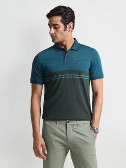 Arrow Sports - Blue Panelled Colour Block Polo T-Shirt