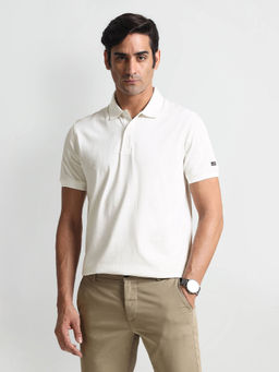 Arrow Sports - White Check Pique Polo T-Shirt