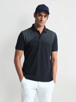 Arrow Sports - Grey Diagonal Stripe Pique Polo T-Shirt