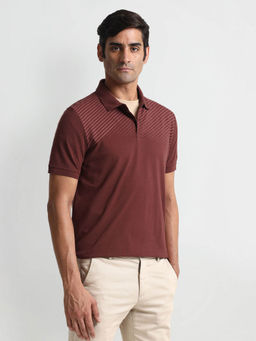 Arrow Sports - Red Diagonal Stripe Pique Polo T-Shirt