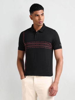 Arrow Sports - Black Print Regular Polo T-Shirt