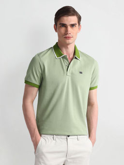 Arrow Sports - Green Contrast Collar Polo T-Shirt