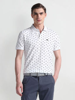 Arrow Sports - White Print Regular Polo T-Shirt